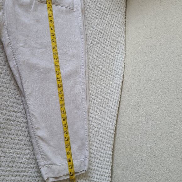 Athleta 100% Linen Light Beige Casual Pants Women's Size 16 - Picture 8 of 10